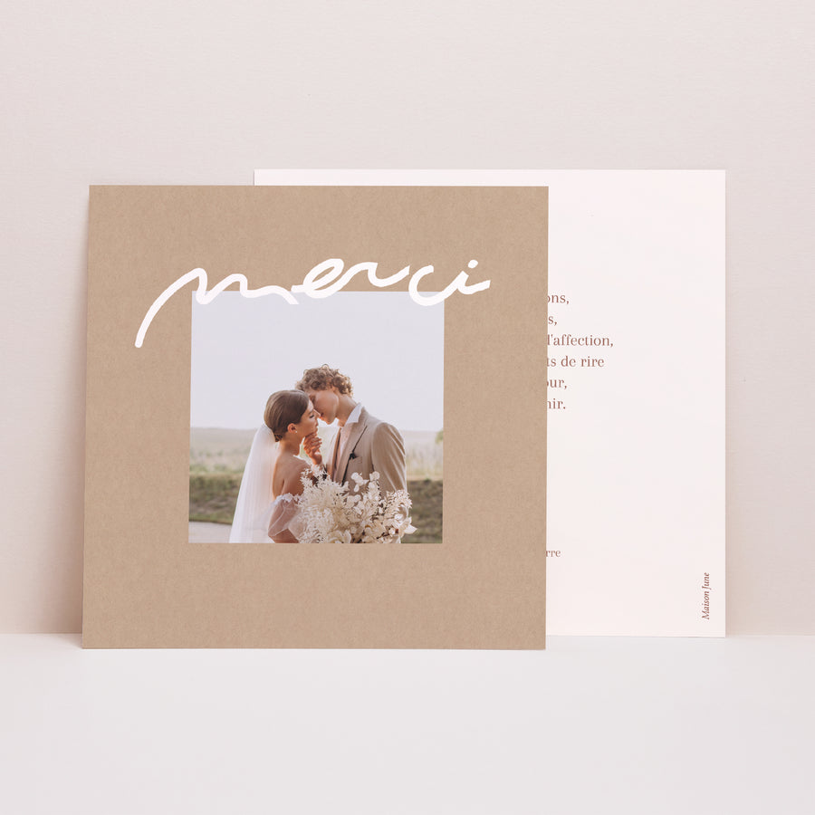 Remerciements Mariage Simple carré Oregon photo