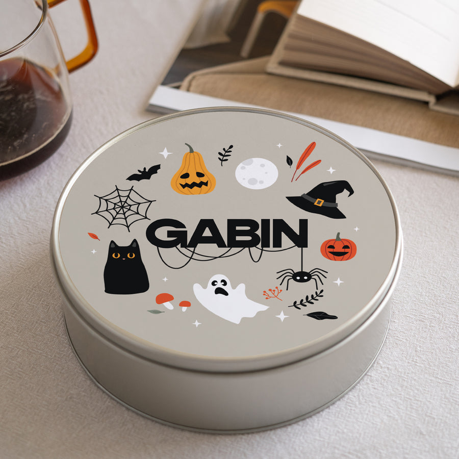 Boite métallique Objets Ronde Happy Halloween photo