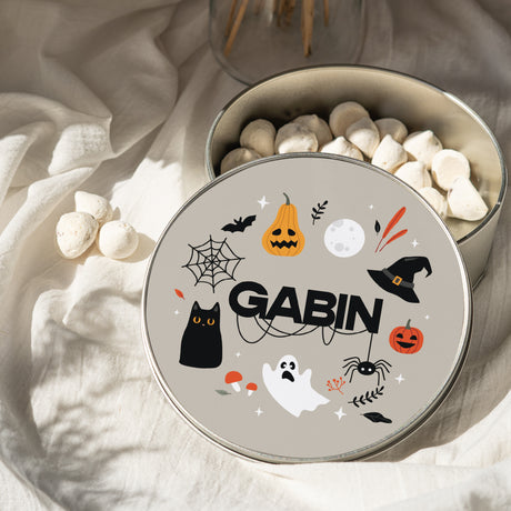 Boite métallique Objets Ronde Happy Halloween