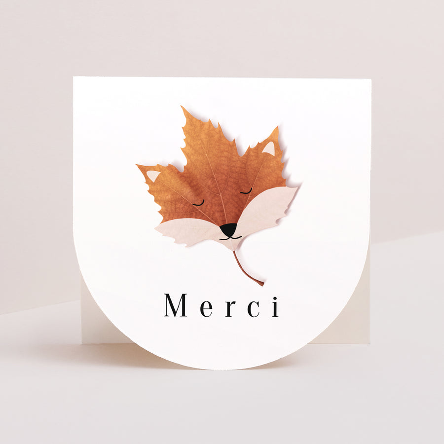 Remerciements Naissance Carré double volet demi-lune Red Fox photo