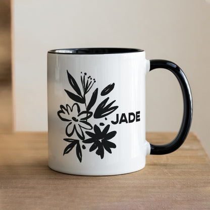 Mug Objets Noir Fleurs graphiques photo N° 1