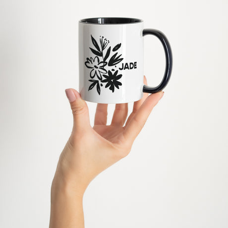 Mug Objets Noir Fleurs graphiques