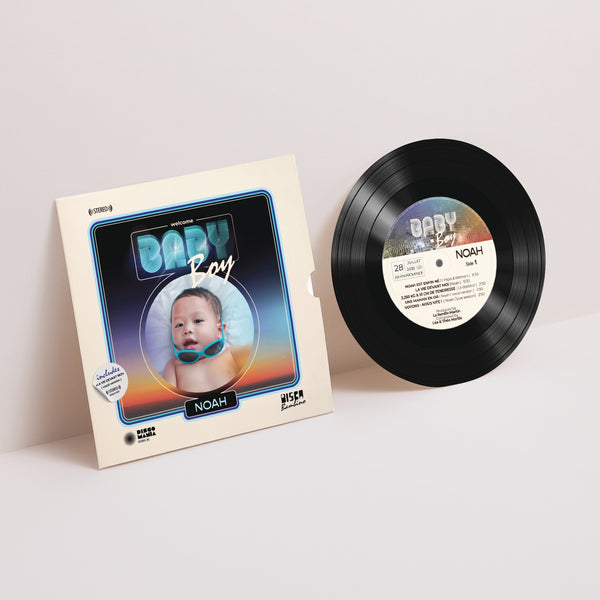 Faire-part Naissance Pochette disque Disco vinyle photo