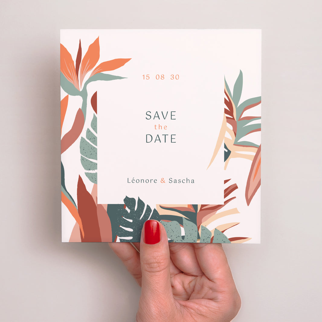 Save the date Mariage Carré Tropical love photo N° 2