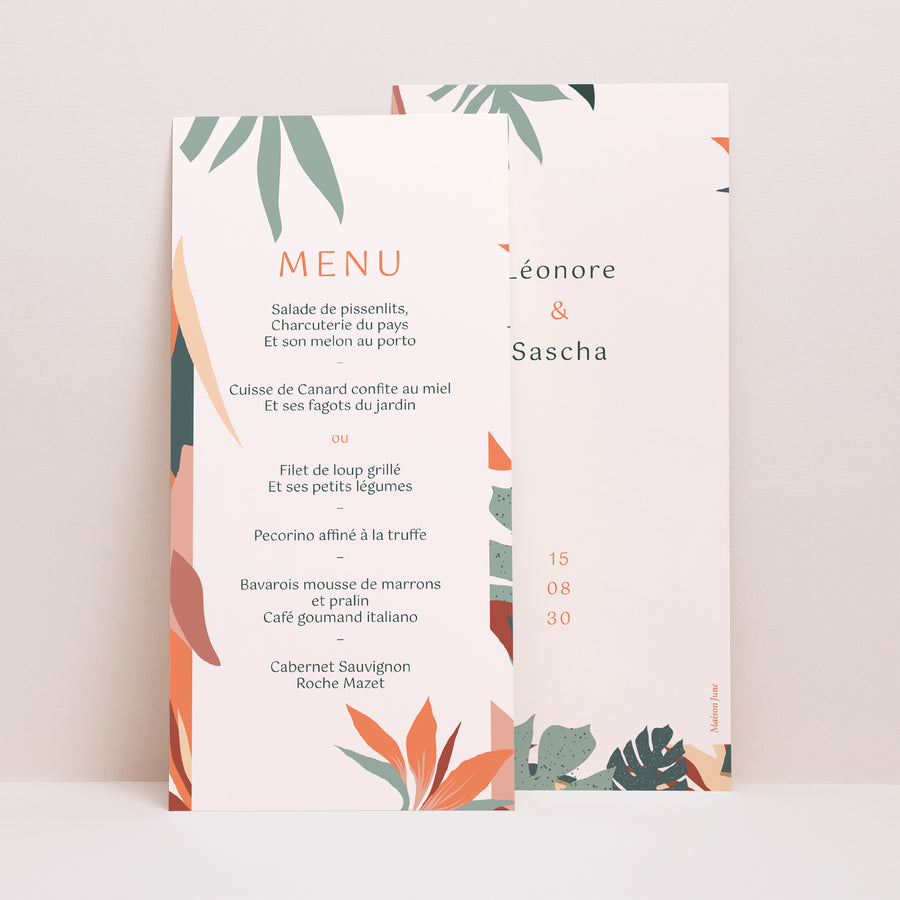 Menu Mariage Panoramique portrait Tropical love photo