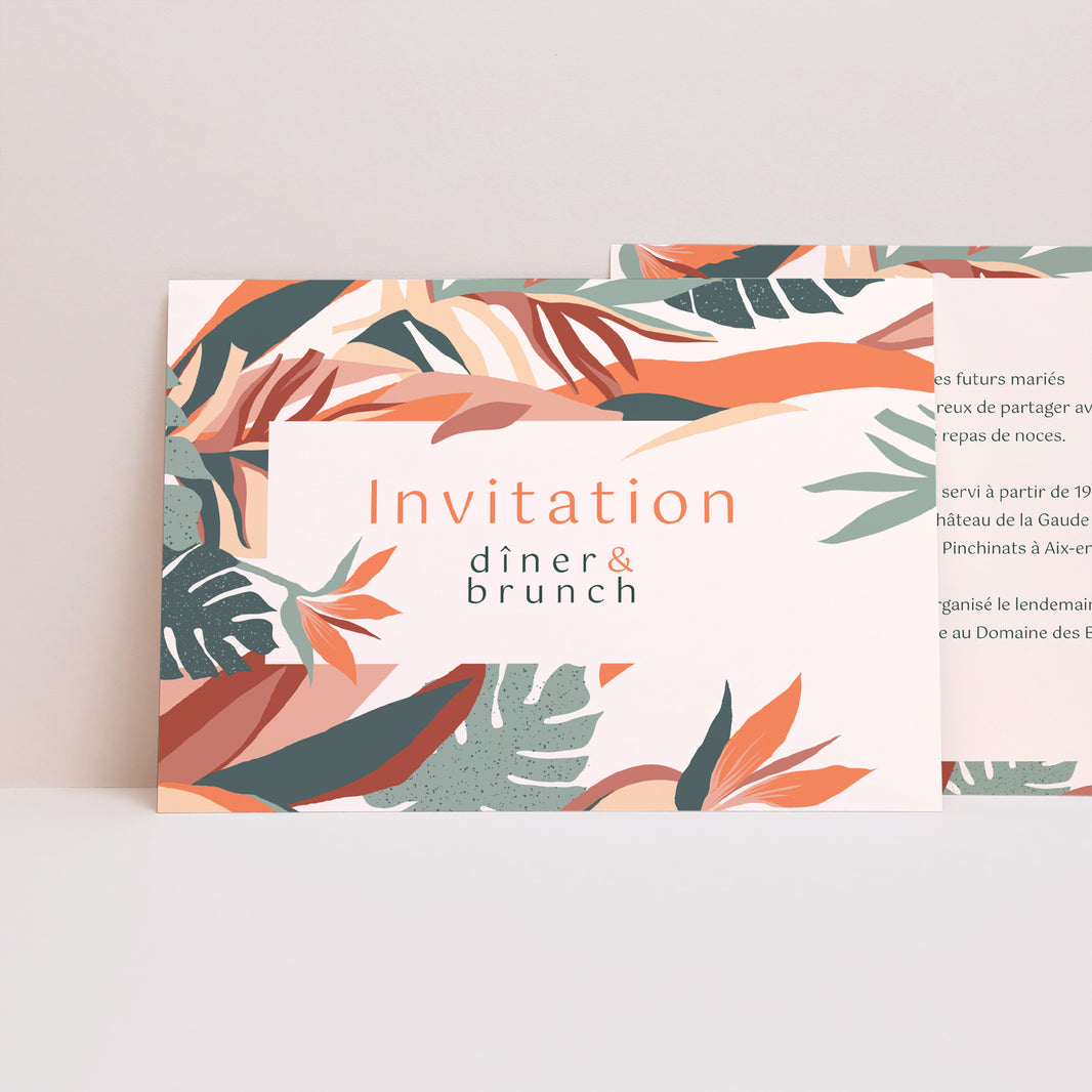 Invitations Mariage Portrait Tropical love photo N° 1