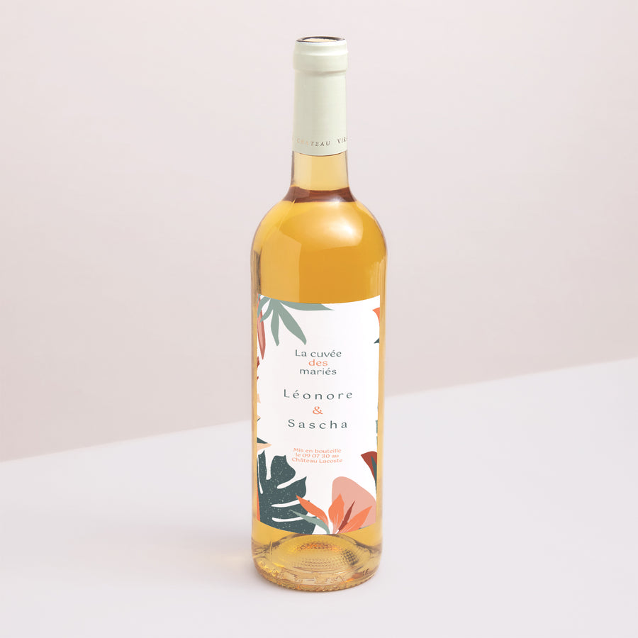 Etiquette bouteille Mariage Portrait Tropical love photo