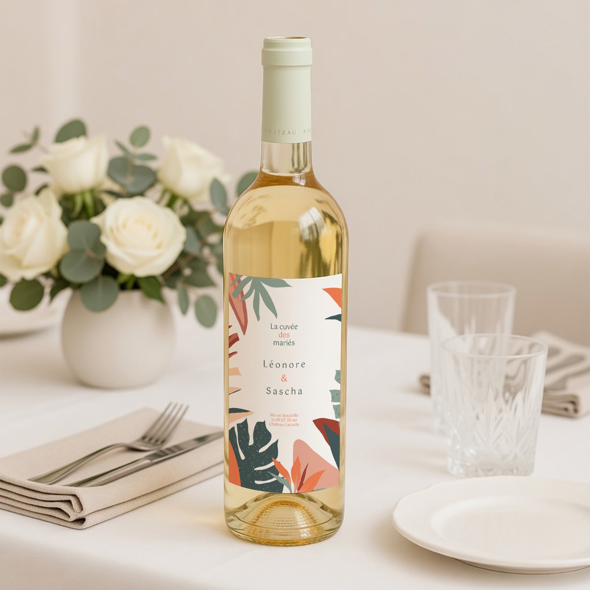 Etiquette bouteille Mariage Portrait Tropical love photo N° 2