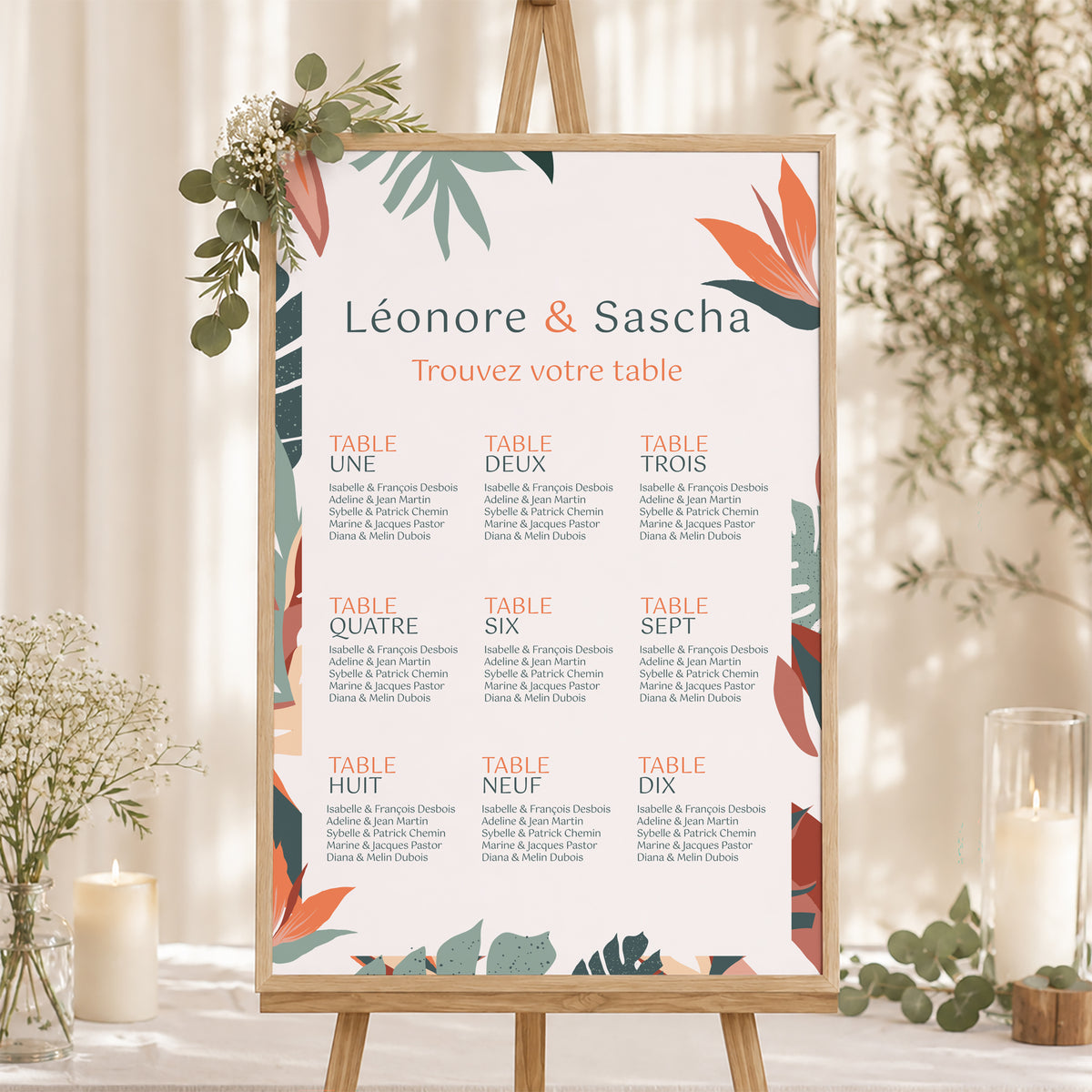 Plan de table Mariage Portrait 60 x 90 cm Tropical love photo N° 1