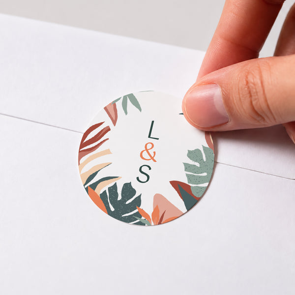 Sticker Mariage Rond Tropical love photo