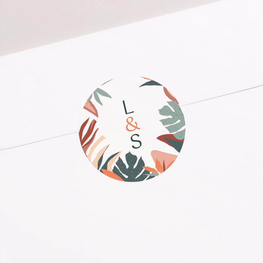 Sticker Mariage Rond Tropical love photo