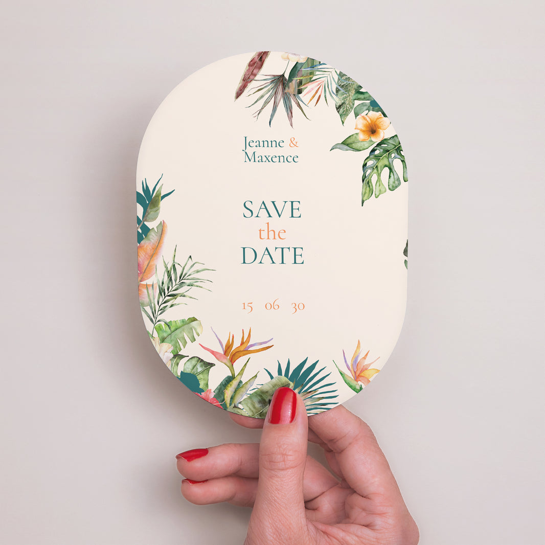 Save the date Mariage Ovale Tropical wedding photo N° 2