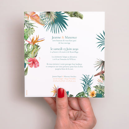 Faire-part Mariage Carré Tropical wedding photo N° 3