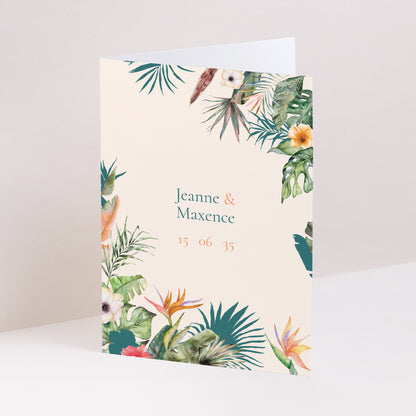 Faire-part Mariage Portrait double volet Tropical wedding photo N° 1