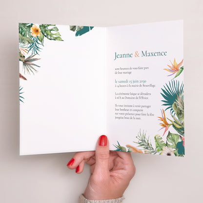 Faire-part Mariage Portrait double volet Tropical wedding photo N° 2