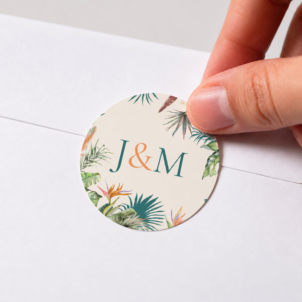 Sticker Mariage Rond Tropical wedding photo