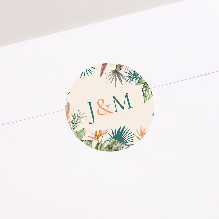 Sticker Mariage Rond Tropical wedding photo