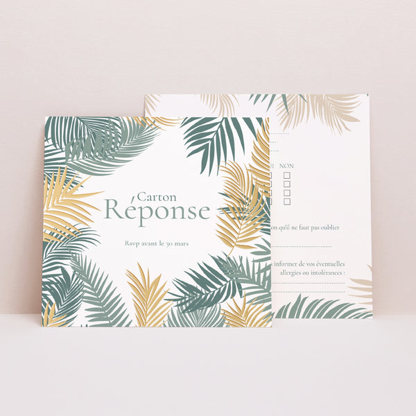 Carton réponse Mariage Carré Tropical palm tree photo