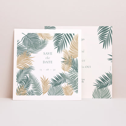 Save the date Mariage Carré Tropical palm tree photo N° 1