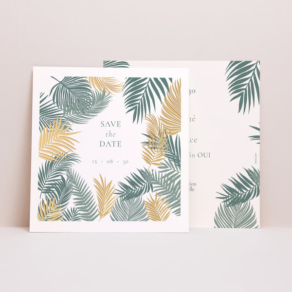 Save the date Mariage Carré Tropical palm tree photo