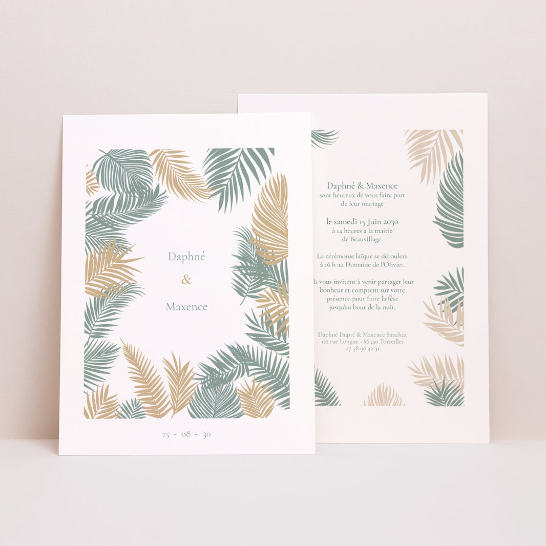 Faire-part Mariage Portrait Tropical palm tree photo N° 1