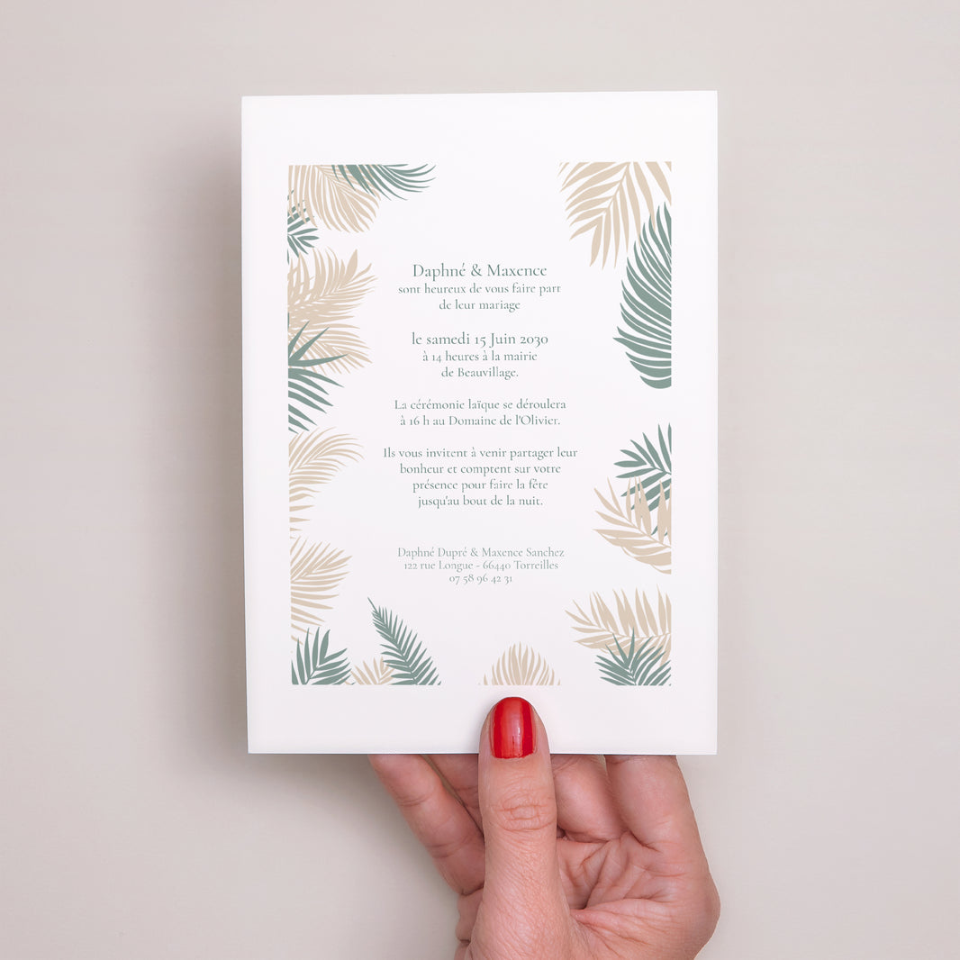 Faire-part Mariage Portrait Tropical palm tree photo N° 3