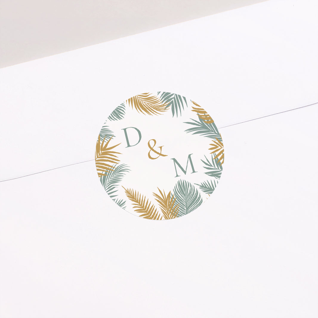 Sticker Mariage Rond Tropical palm tree photo N° 1