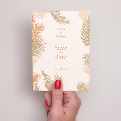 Save the date Mariage Portrait gold palm tree photo N° 2