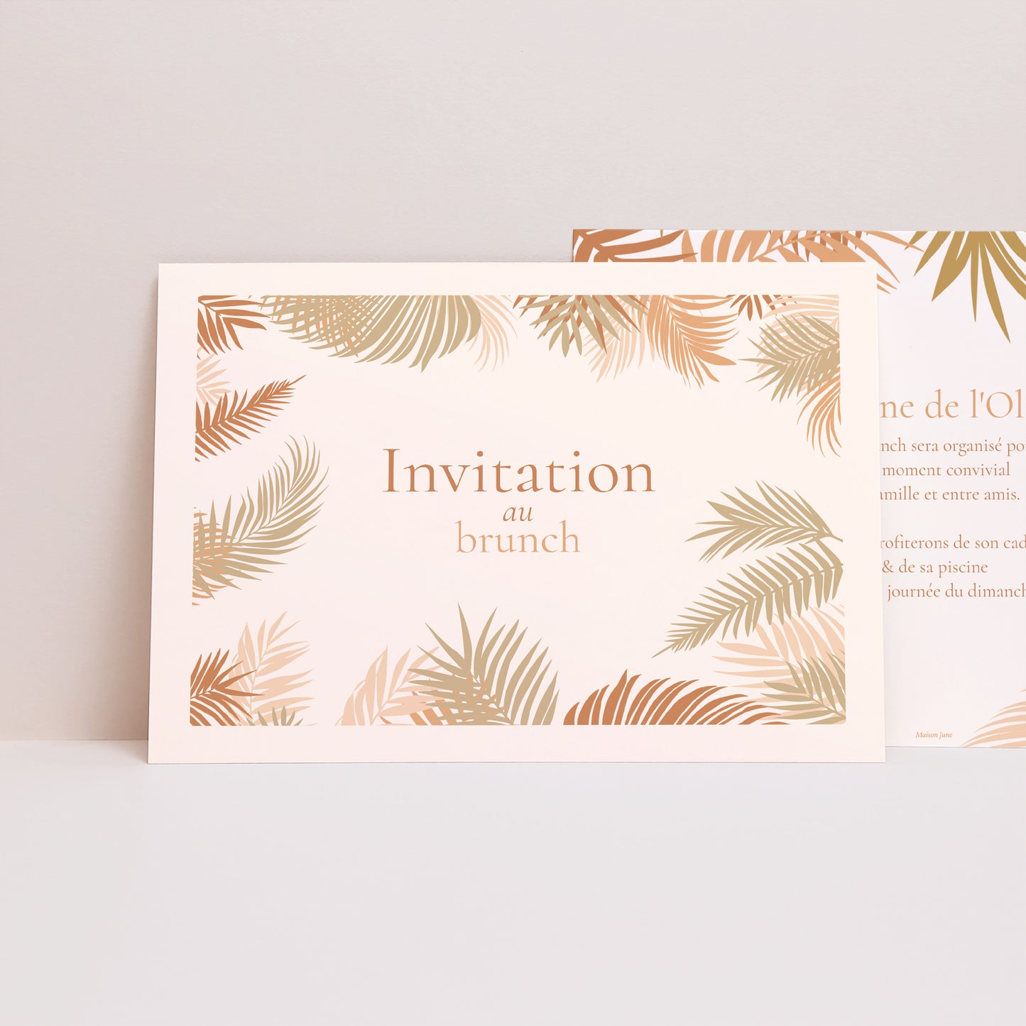 Invitations Mariage Portrait gold palm tree photo N° 1