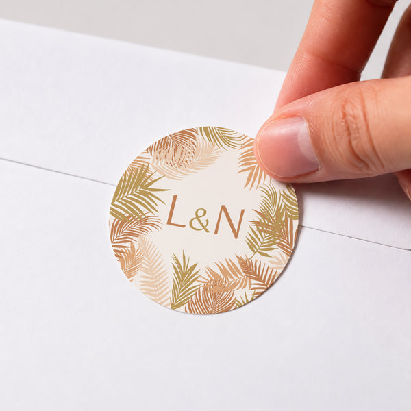 Sticker Mariage Rond Gold palm tree photo