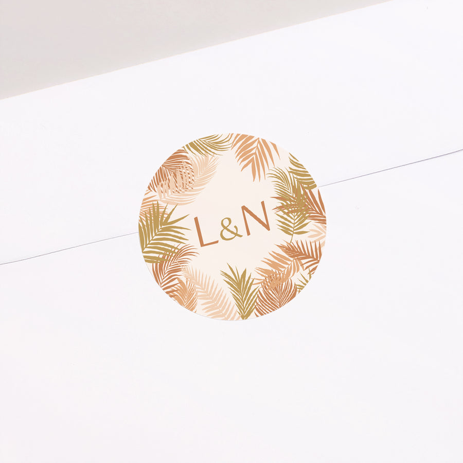 Sticker Mariage Rond gold palm tree photo