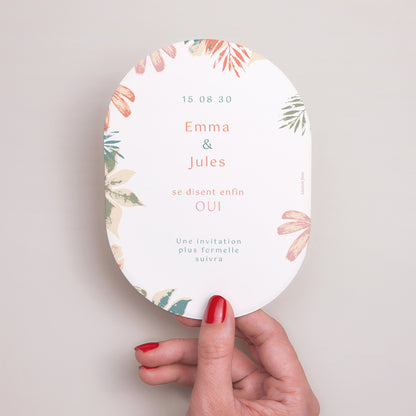 Save the date Mariage Ovale Tropical stencil photo N° 3