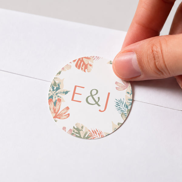Sticker Mariage Rond Tropical stencil photo