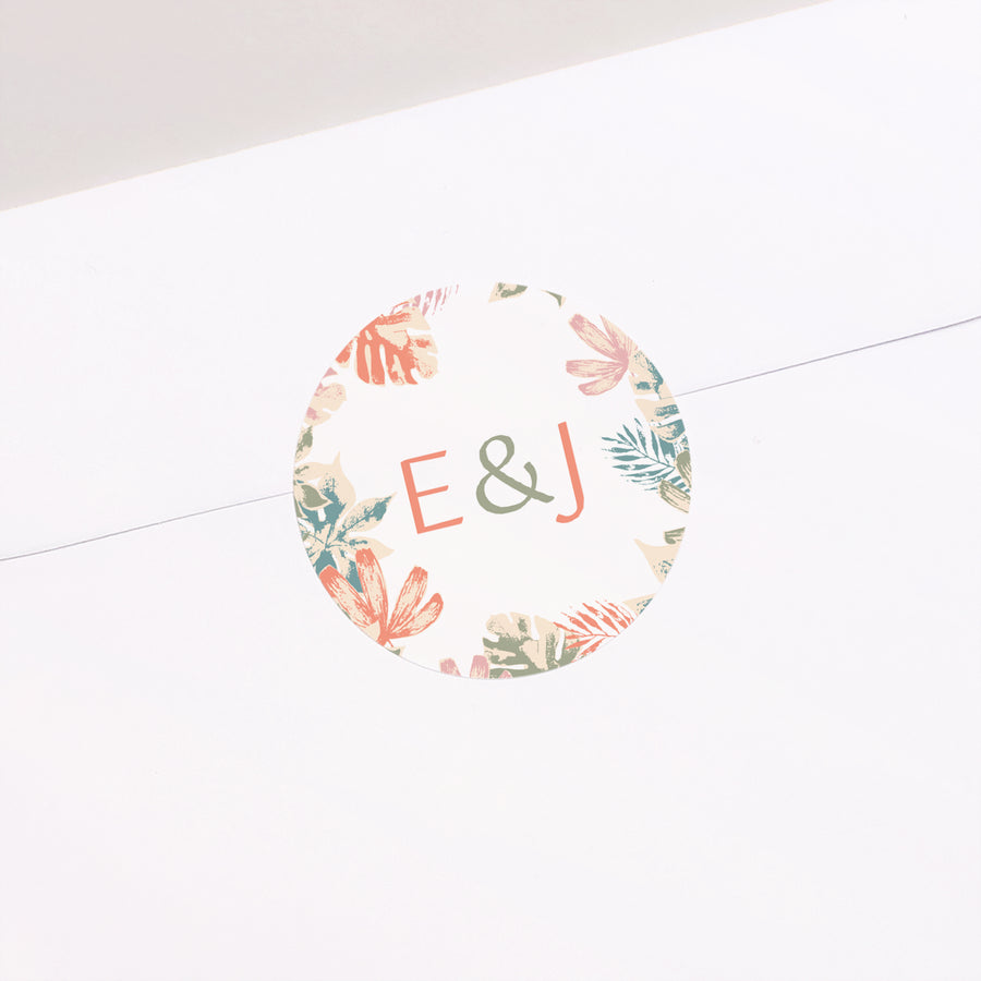 Sticker Mariage Rond Tropical stencil photo