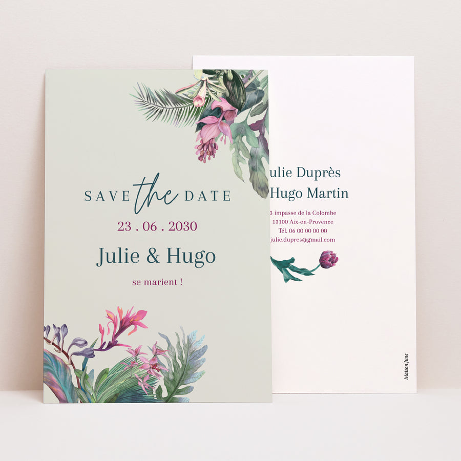Save the date Mariage Portrait Exotic flowers photo