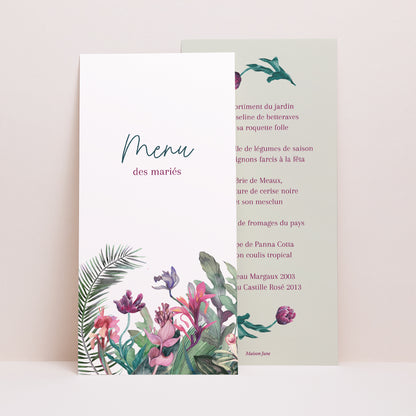 Menu Mariage Panoramique portrait Exotic flowers photo N° 1