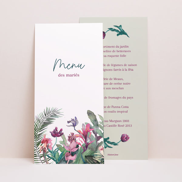 Menu Mariage Panoramique portrait Exotic flowers photo