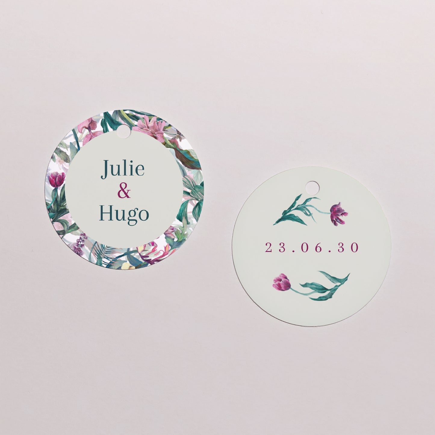 Boîte à dragées Mariage boule avec étiquette ronde Exotic flowers photo N° 3