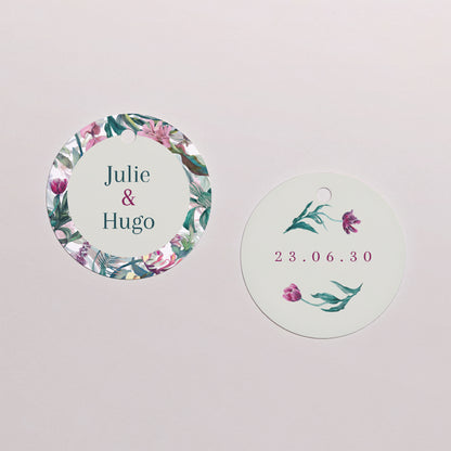 Boîte à dragées Mariage boule avec étiquette ronde Exotic flowers photo N° 3