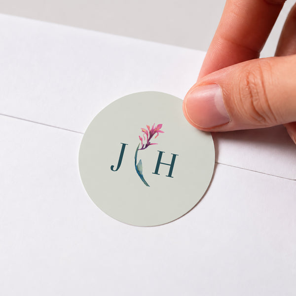 Sticker Mariage Rond Exotic flowers photo