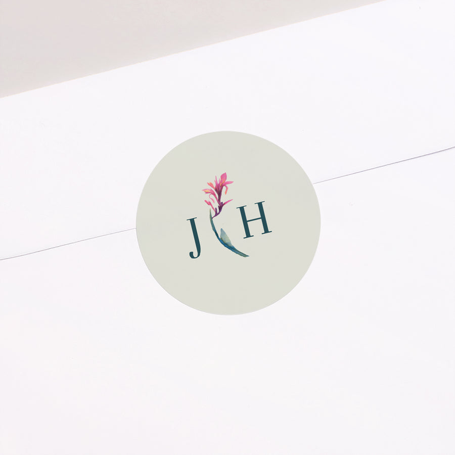 Sticker Mariage Rond Exotic flowers photo