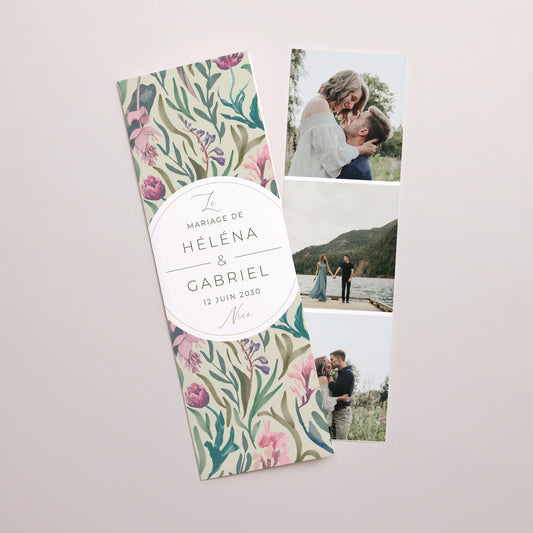 Faire-part Mariage Marque-page photo Floral romantique photo