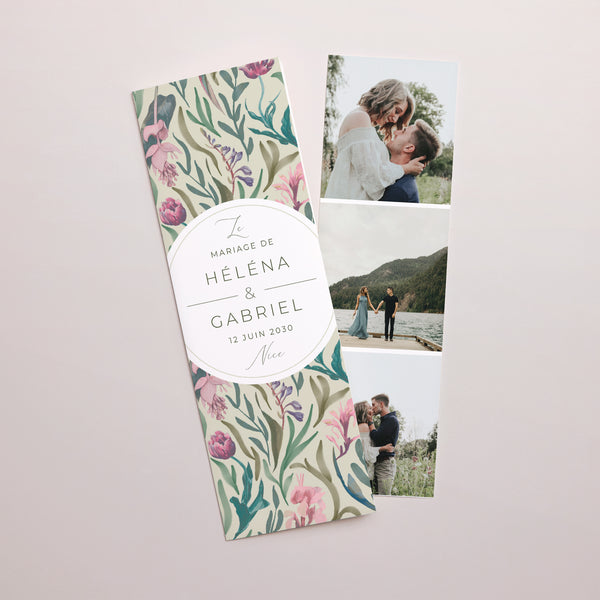 Faire-part Mariage Marque-page photo Floral romantique photo