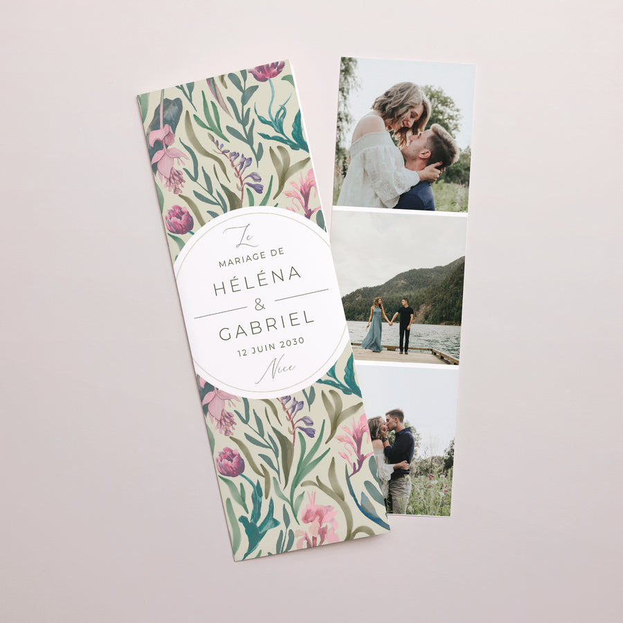 Faire-part Mariage Marque-page photo Floral romantique photo
