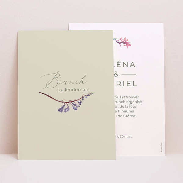 Invitations Mariage Portrait Floral romantique photo