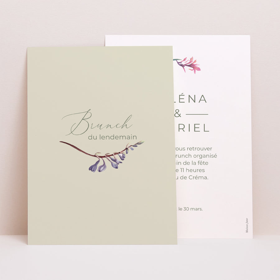 Invitations Mariage Portrait Floral romantique photo