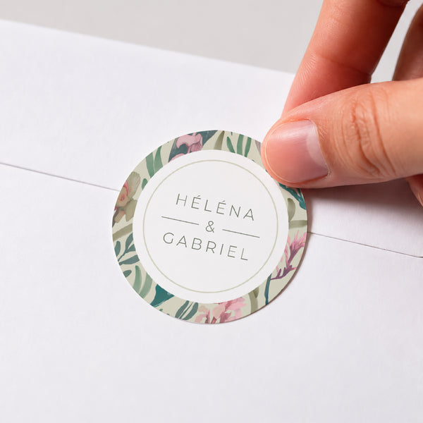 Sticker Mariage Rond Floral romantique photo