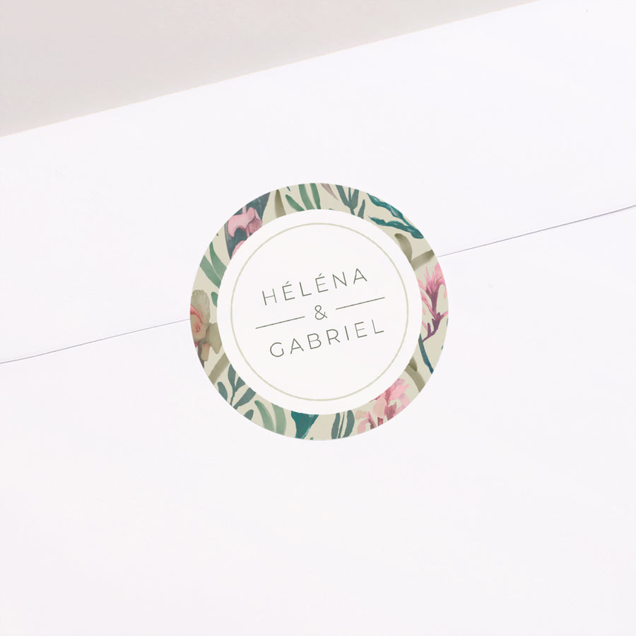 Sticker Mariage Rond Floral romantique photo