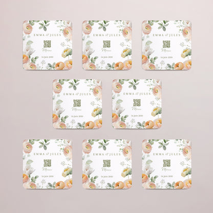 Remerciements Mariage Lot de 8, magnétique, carré coins arrondis Romantic flowers photo N° 3
