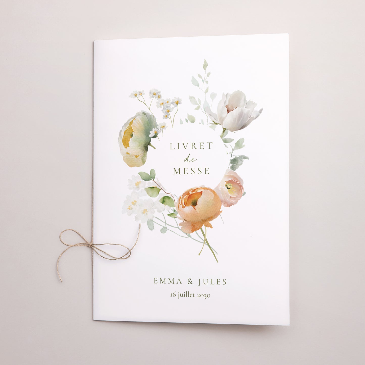 Livret de messe Mariage Double volet Romantic flowers photo N° 1